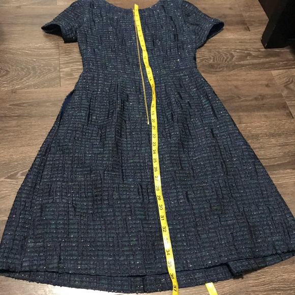 Kay Unger New York Cap Sleeve Blue Tweed Dress 4 - Picture 9 of 9